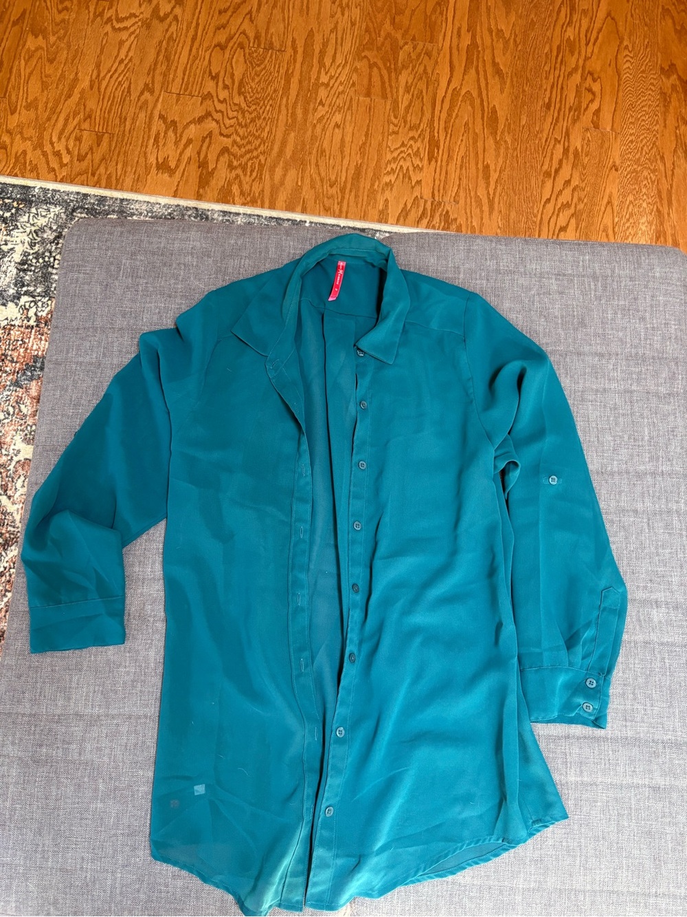 Ruby Ribbon Women’s Teal Longline Button-Up Shirt Jacket EUC